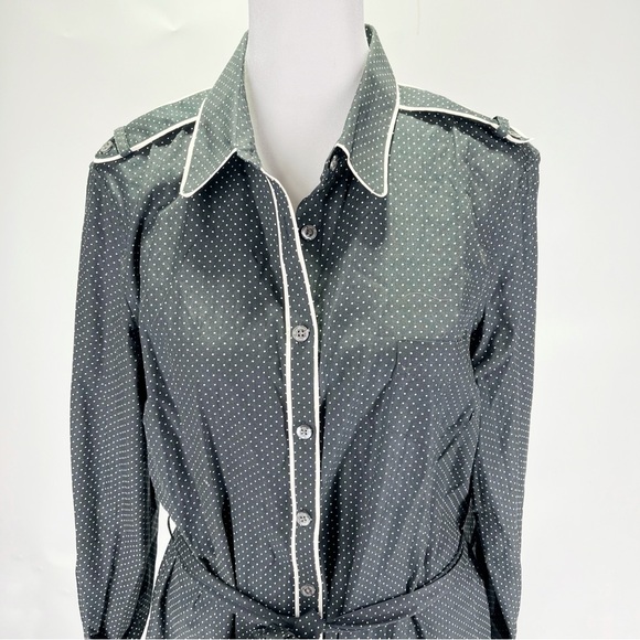 🛍️Brooks Brothers Polka Dot Button Down Shirt Dress Tie Waist Long Sleeve - Picture 5 of 9